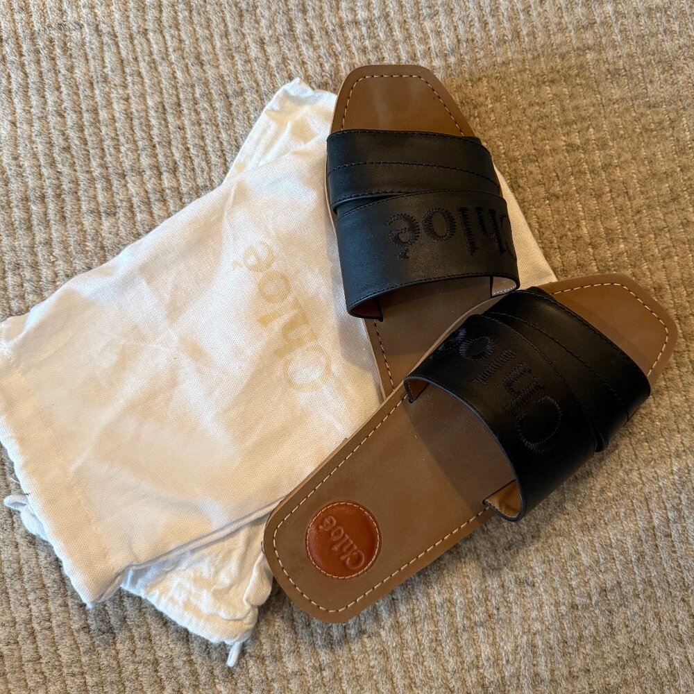 CHLOE WOODY LEATHER SANDAL